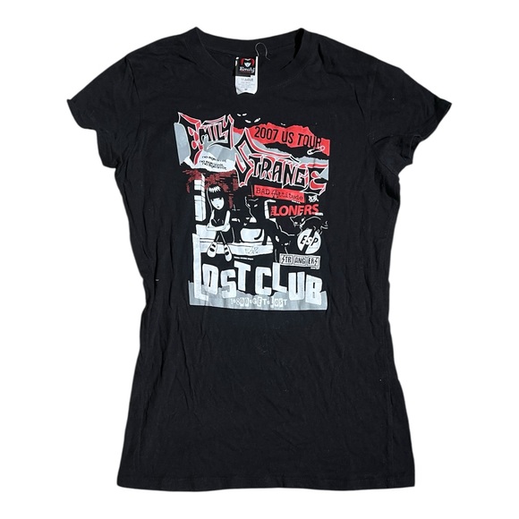 Emily Strange Tops - Black Graphic Short Sleeve Tee - Dist Club Design
